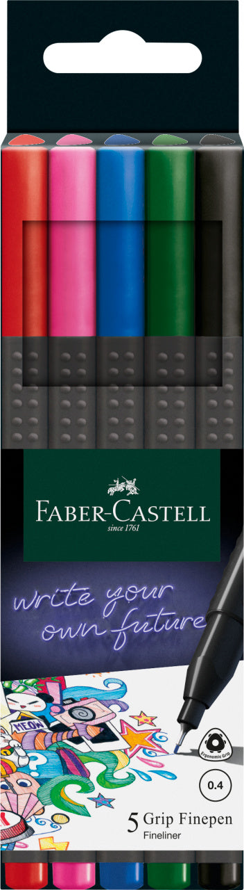 LINER 0.4MM SET 5 BUC BASIC GRIP FABER-CASTELL LINER 0.4MM SET 5 BUC BASIC GRIP FABER-CASTELL